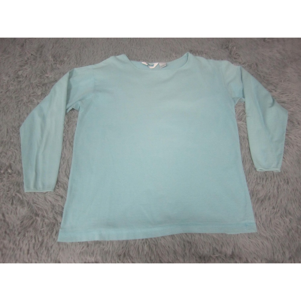 Vintage Partners‎ Shirt Womens Medium Blue Long Sleeve Cotton Tee Made In USA